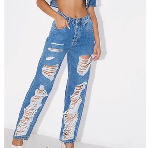 Denim Distressed Boyfriend Jeans